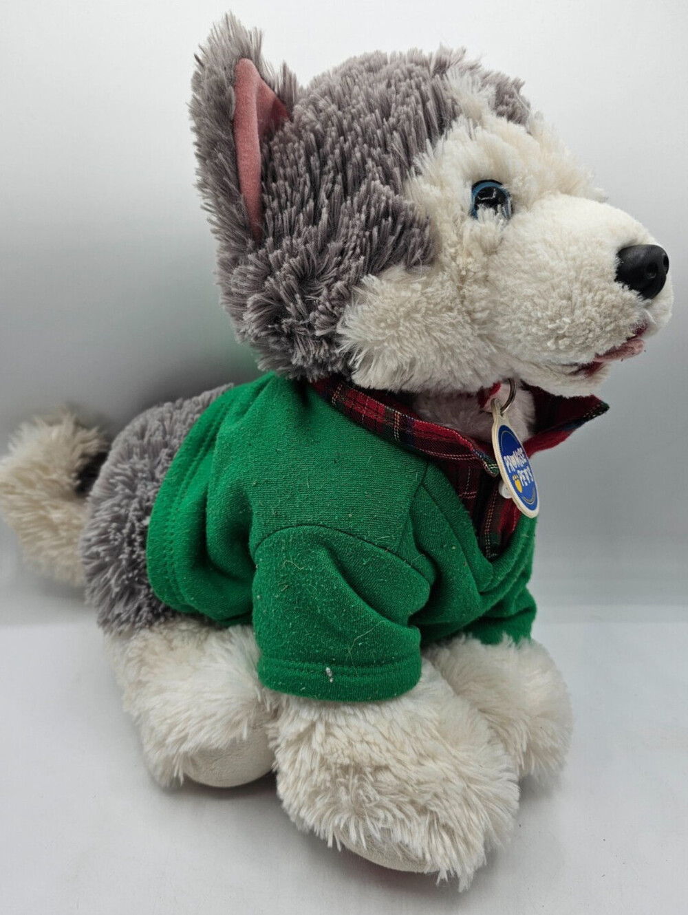 Build-A-Bear Promise Pets Husky puppy wearing a green sweater